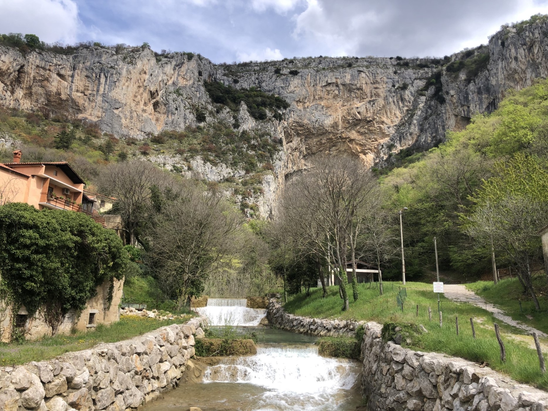 the view towards Osp big wall, big cave and sector Babna