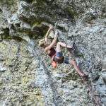Lenka Micicova in La Peste Nera (8b+) in Baratro @ photo by Stefano Staffeta