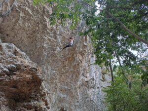 Vita Lukan on Missing link (8b+) at Mišja peč @ photo by Ivana Staraj