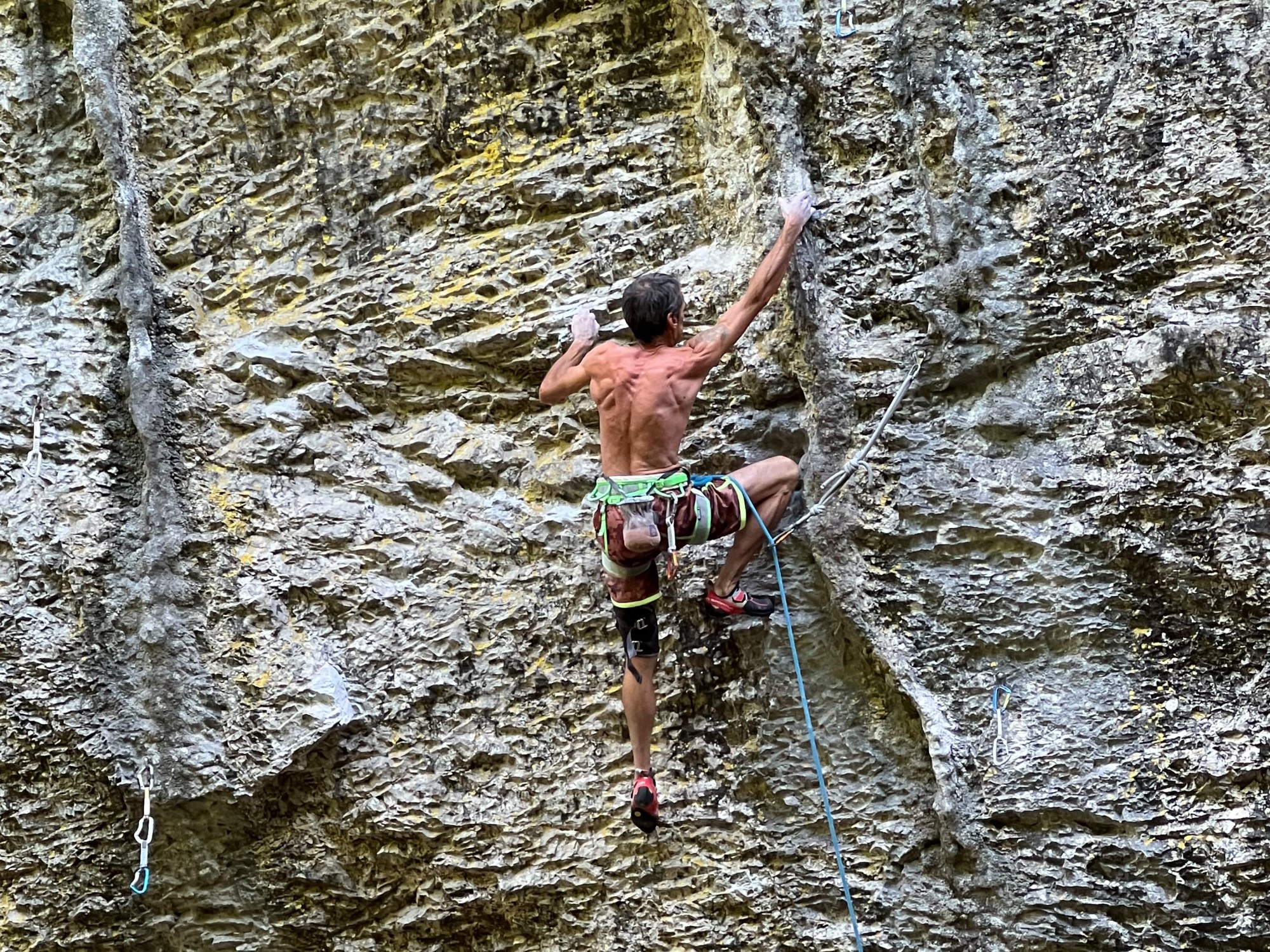 Photo: Fabio Serino climbing La peste nera (8b+) in Baratro, his hardest route to date